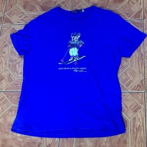 Polo Ralph Lauren Bear Ski Winter Men’s Blue Graphic T-Shirt Size XL